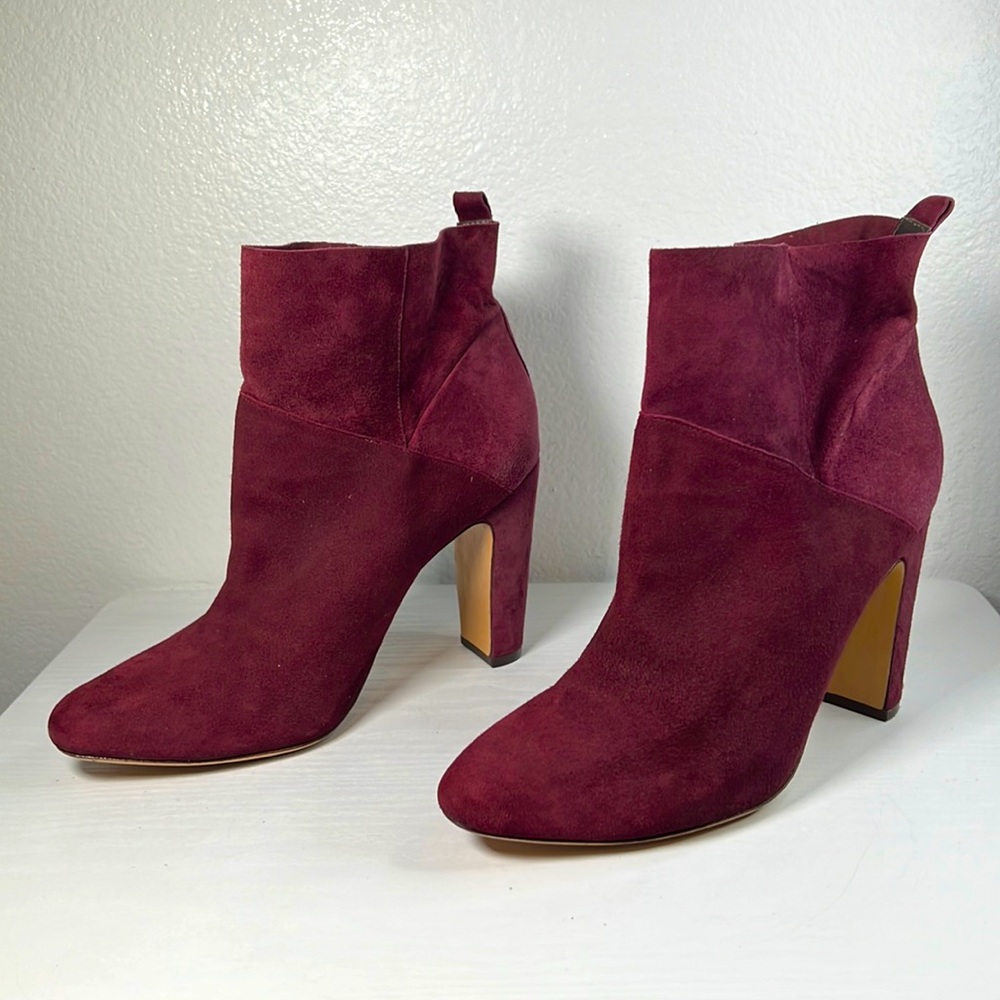 Rachel Zoe maroon suede leather booties shoes Sz 8